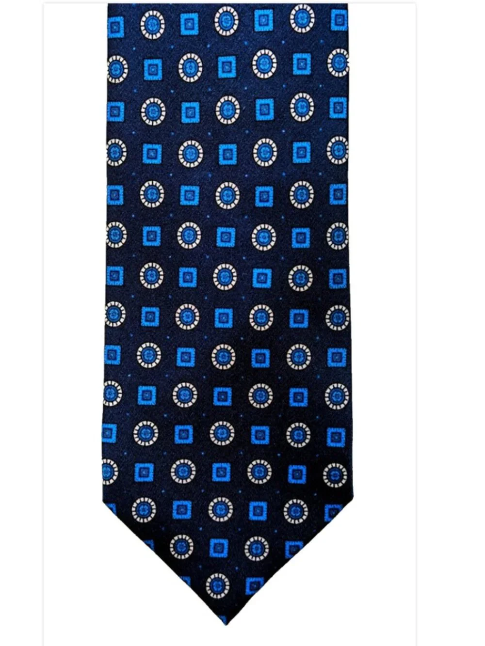 NWOT Cesare Attolini Napoli Geometric Navy Blue Men's Silk Tie 3.25